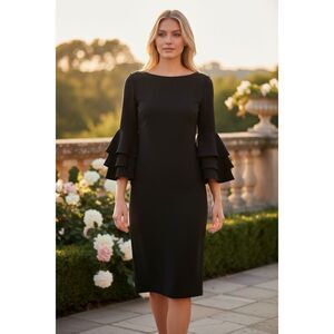 Nicole Miller Studio Black Ruffle Sleeve Dress – Size 8 (NWT) NEW WITH TAGS